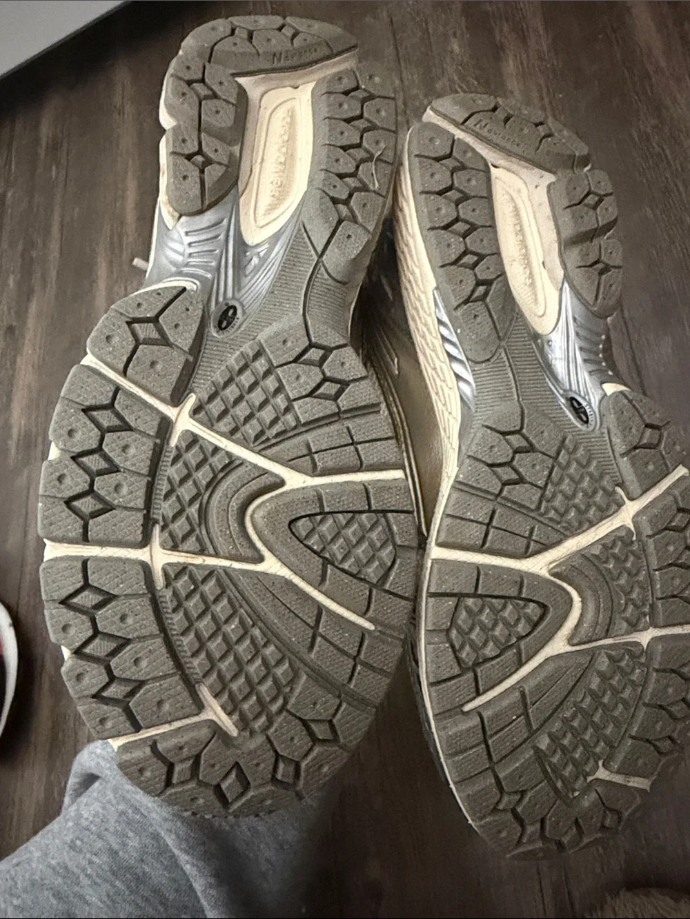New Balance Women’s Cream and Metallic Silver Athletic Sneakers 1906